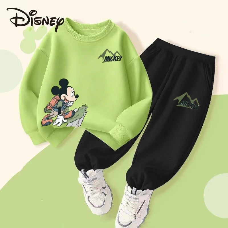 Autumn Baby Girls Boys Clothes Set Children Disney Mickey Printing Sweatshirt Top and Pants Bottom 2Pieces Suit Cotton Tracksuit