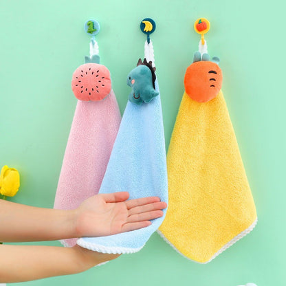 Coral Fleece Hangable Thicken Towel CartoonTowel Cute Absorbent Hand Towels Cleaning Cloth Rag Handkerchief