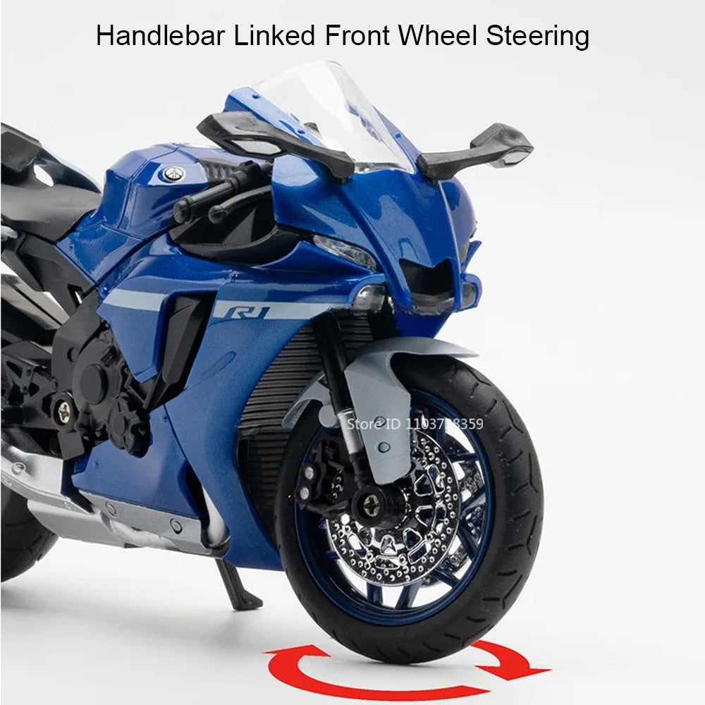 1:12 R1M R1 Modelo de Moto Brinquedos Liga Fundida Motocicletas em Miniatura Som Luz Amortecimento Simulação Motocicletas Presentes