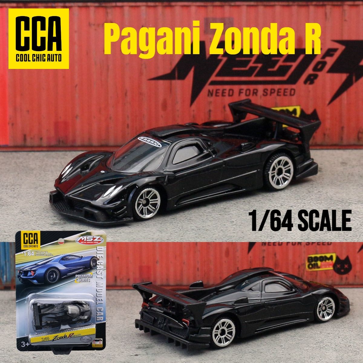 Miniatura Pagani Zonda R 1/64 CCA MSZ 1:64 Carrinho de Brinquedo Veículo Diecast Rodas Livres Coleção Adequado para Presente Hot Wheels Criança