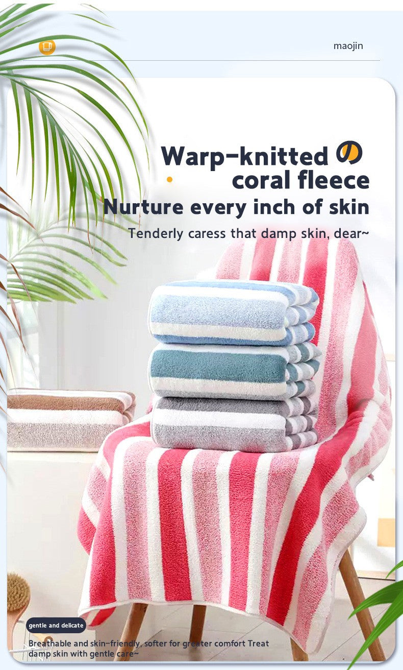 2pcs Thickened Towel Bath Towel Setstrong Absorbentfast Dryingnon-Lintingdurableideal For Family Usebeach Essentials