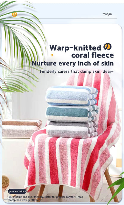 2pcs Thickened Towel Bath Towel Setstrong Absorbentfast Dryingnon-Lintingdurableideal For Family Usebeach Essentials