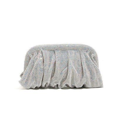XIYUAN Shinny Ruched Rhinestone Clucth Purse Women Luxury Designer Evening Bags Fashion Party Dinner Handbag Bridal Makeup Bag