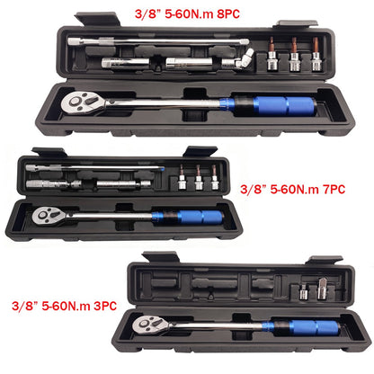 Chave de Torque de Alta Precisão 3/8" 5-60N.m com Encaixe Quadrado ±3% 1pc 3pcs 7pcs 8pcs Conjunto Ferramentas Manuais para Bicicletas Motocicletas Automóveis Faças Você Mesmo