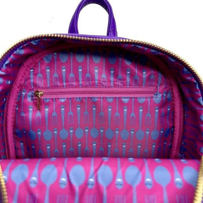 Bolsa Mini Mochila Loungefly A Bela e a Fera Série Princesas Cogsworth ?Lumiere Chip? Cosplay