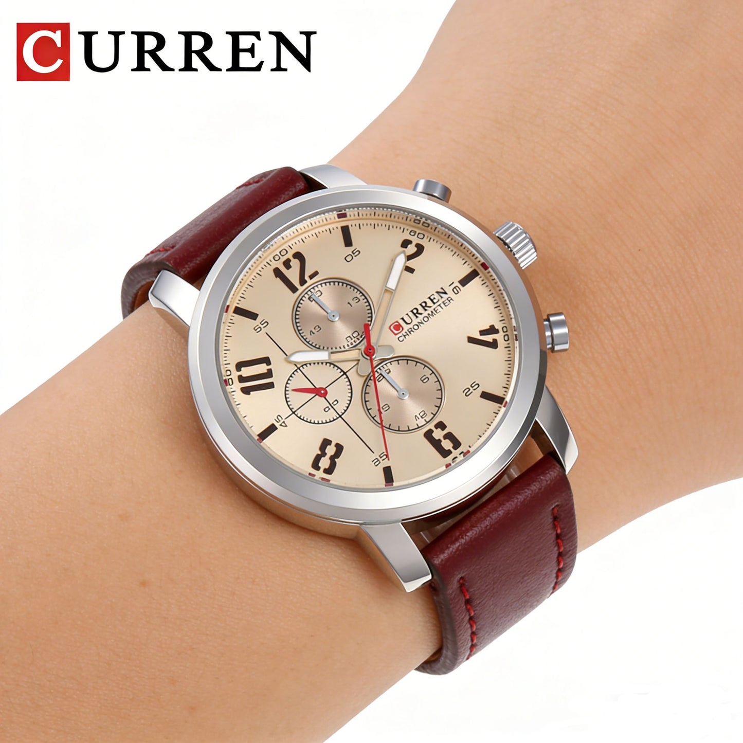 CURREN 8124,8208,8192,8230 Factory Watch Men Calendar Sport Military Male Clock Brand Luxury Origianl PU Leather Band Wristwatch