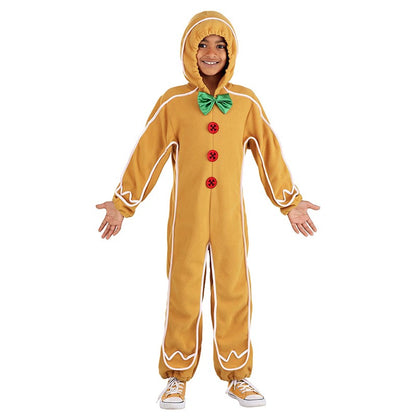 Unisex Christmas Cookie Carnival Halloween Fancy Dress Up Adult Gingerbread Man Costume