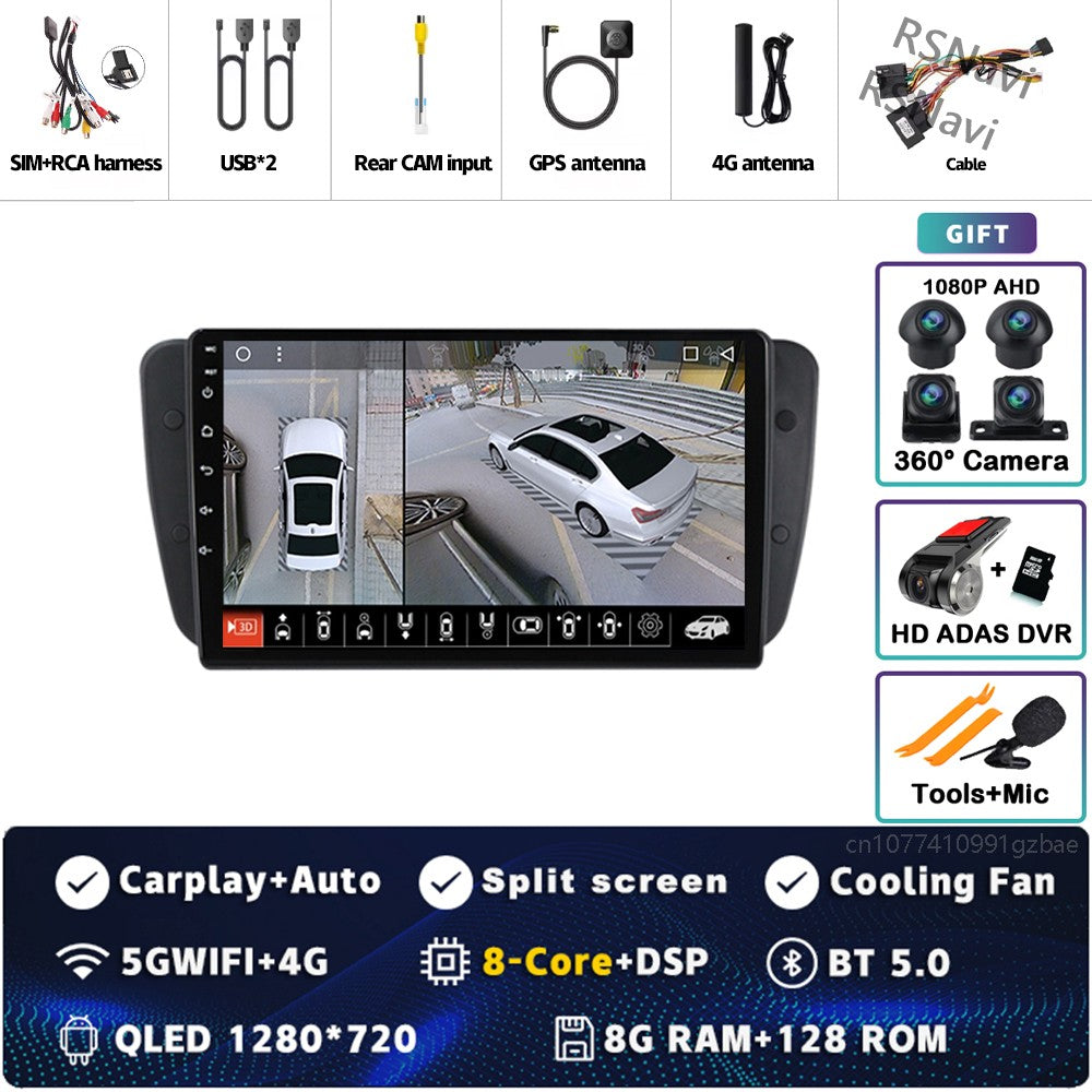 Android 15 For SEAT Ibiza 6J IV 4 2008 - 2015 2K QLED Stereo Car Radio Multimedia Video Player GPS AI Voice CarPlay Head Unit