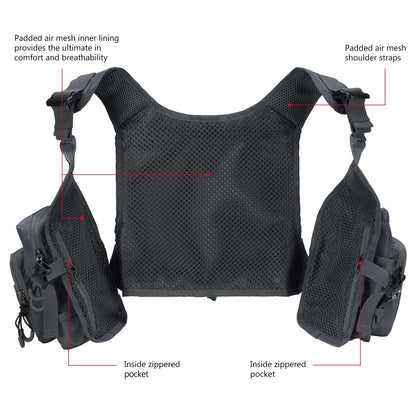 Colete de Pesca com Mosca Ultra Leve Bassdash FV08 para Homens e Mulheres, Colete de Peito Portátil Tamanho Único