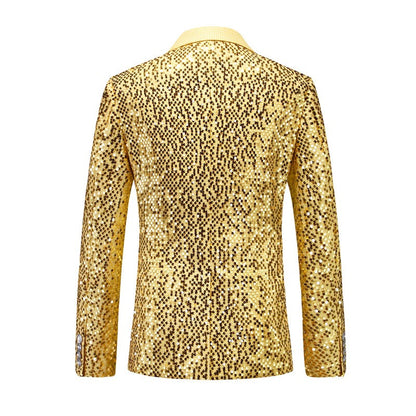High-quality Sequined Suits Men Clothing Gold / Silver Autumn / Winter New Male Wedding Banquet Party Dress Blazer and Pant