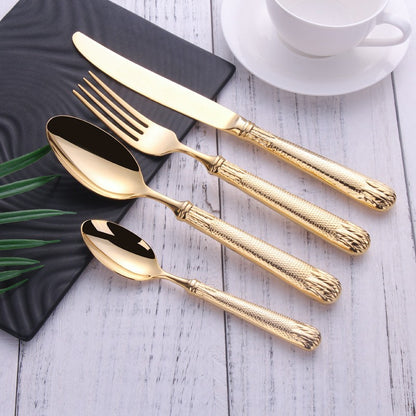 Elnoora Luxury Talheres 18/10 Aço Inoxidável Dourado Conjunto de Talheres Espelho Brilhante Conjunto de Louças Talheres Frete Grátis