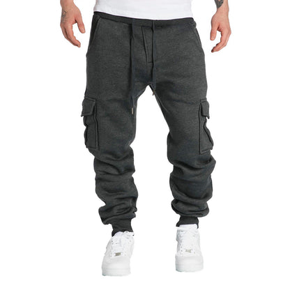 Mens Sweatpants Straight Fit Joggers for Sports and Streetwear Loose Oversized Drawstring Long Pants Men Multi-pocket Pants
