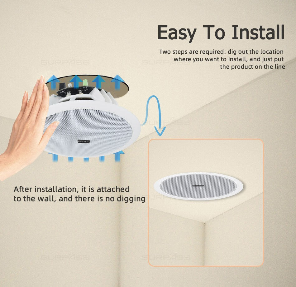 Caixa de som Bluetooth ativa para casa e comércio e alto-falante de teto com fio estéreo de música ambiente para Home Theater 10W