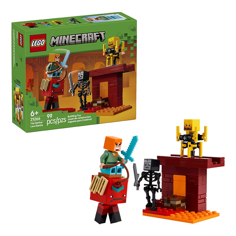Lego 21266 Batalha do Lago de Lava Minecraft Série 2025 Blocos de Montar Infantis Novos