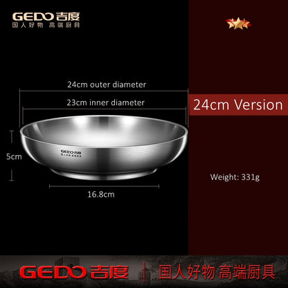 GEDO Ultra Thick Fall Resistant Sanitary Plate 2 Layer Hollow Design Heat Insulation Kitchen Dish 20cm~26cm Diameter Salad Bowl