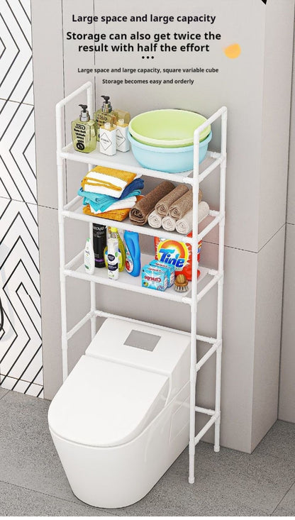 Rack de Armazenamento de Chão para Banheiro Aumenta o Espaço, Racks de Armazenamento de Vários Andares para Banheiro Sem Furos, Cesto de Lavanderia