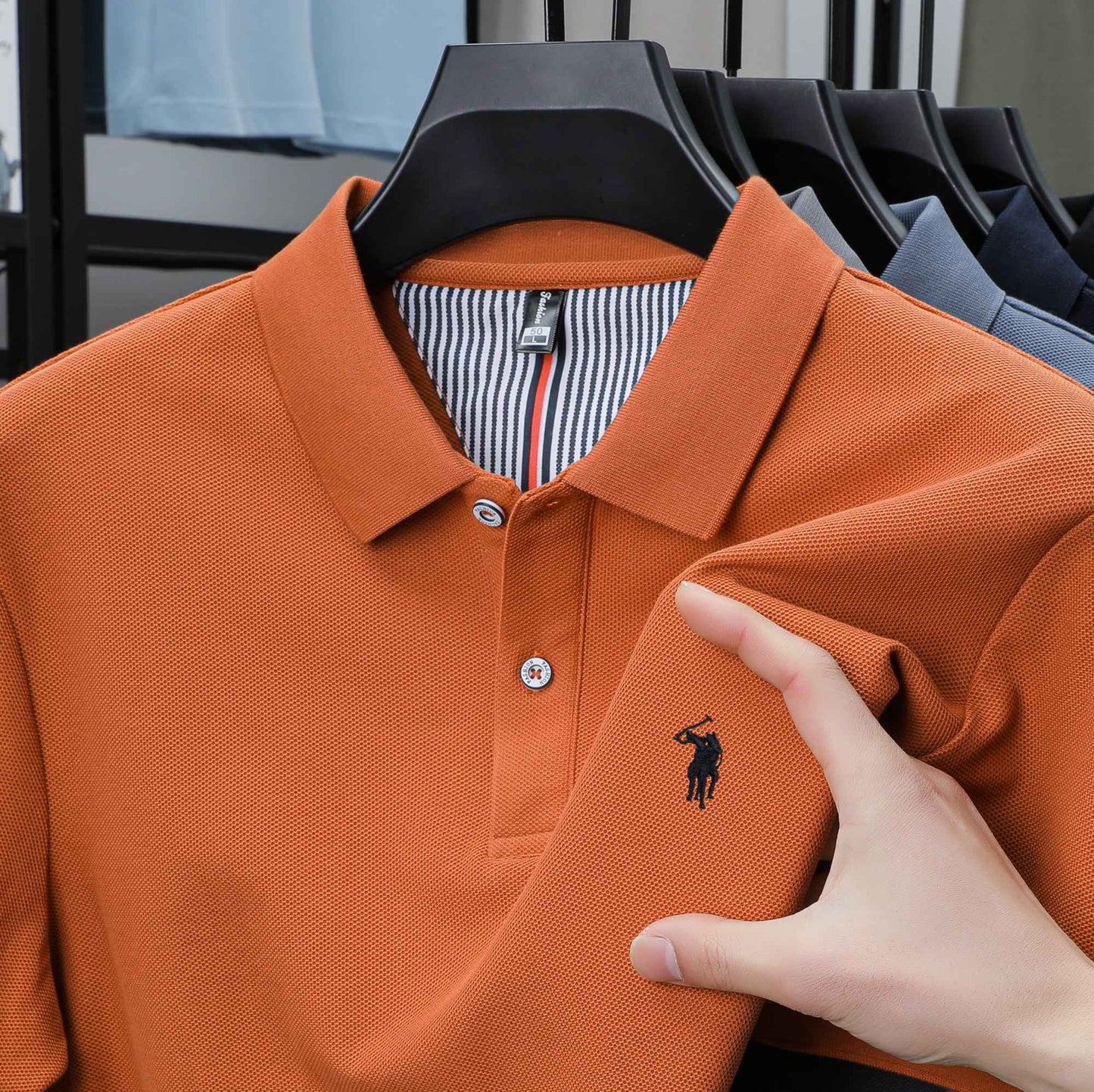 100% pure cotton summer new fashionable men's shortsleeved luxury customized business polo shirt exquisite embroidery Tshirt top