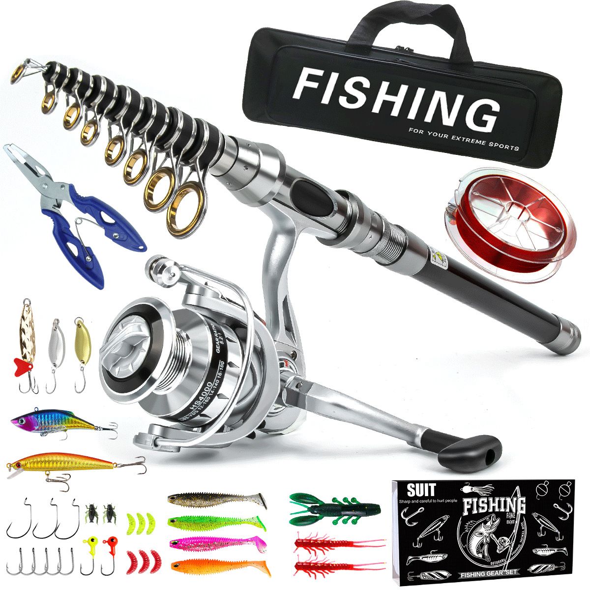 Kit de vara de pesca e molinete Para arremesso longe Luya vara de pesca e molinete combinação telescópica giratória