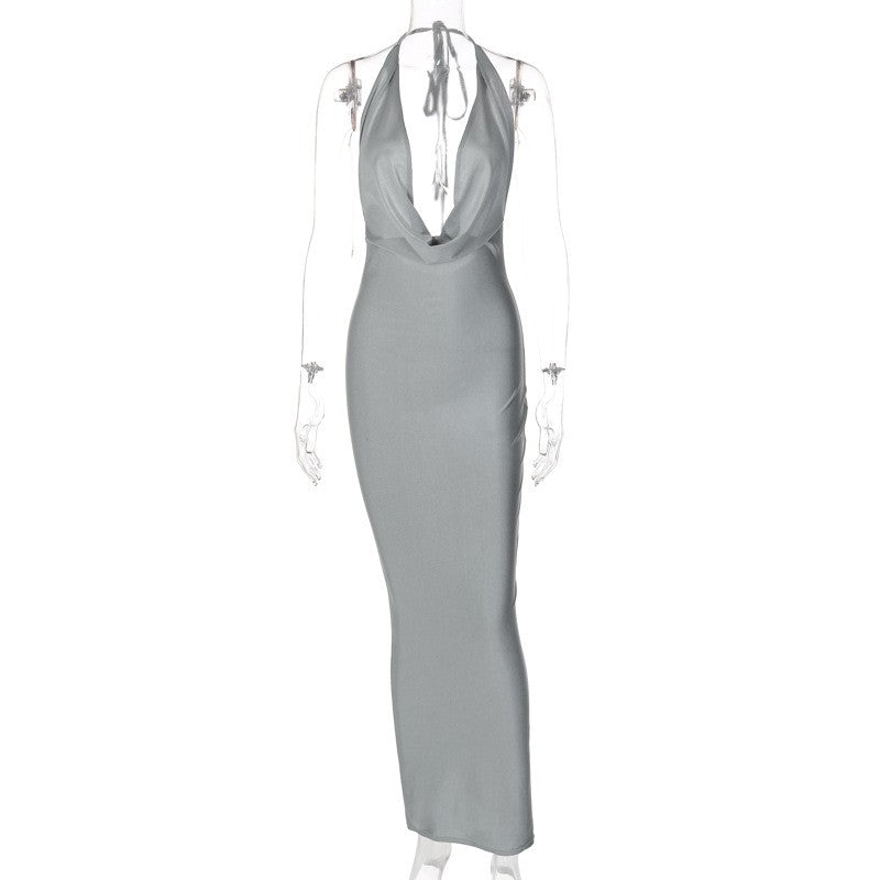Dulzura Autumn Women Halter Backless Midi Dress For Women Bodycon Sexy Party Ele