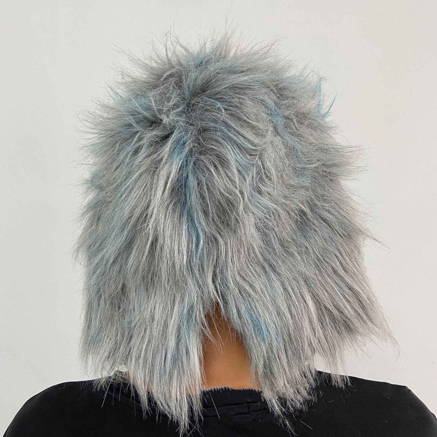 Latex with Fur Black Cat Cosplay Mask Scary Helmet Animal Funny Costume Hood Hair Mask Headwear Adult Halloween Party Props