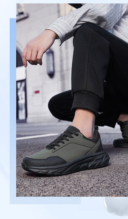 Tênis Masculino Casual de Outono Sola Grossa Amortecimento Esportivo Caminhada ao Ar Livre Impermeável Tamanhos Grandes 39-48