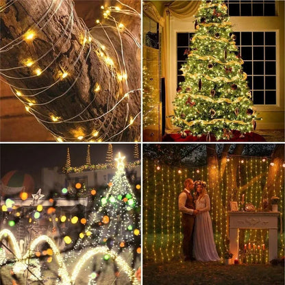 300Leds Solar Curtain Light Outdoor Fairy Garland String Lights 8 Modes Wedding Party Garden Decor Christmas Holiday Lighting