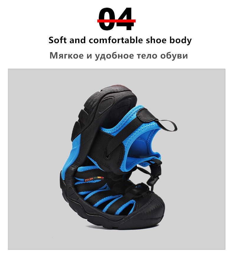 New Summer Genuine Leather Men Sandals Fashion Design Breathable Casual Shoes Men Soft Bottom Outdoor Beach Sandals Big Size 48