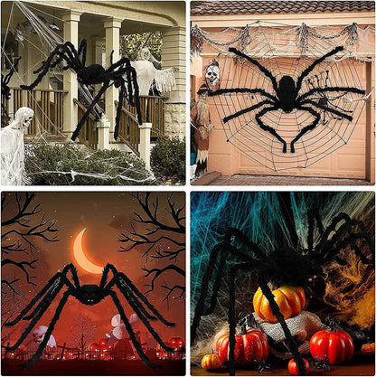 Giant Black Plush Spider Halloween Decoration 30-200cm Horror Haunted House Props Indoor Outdoor Party Scary Decor