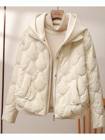Fitshinling Fashion New In Warm Parkas Coat Outerwear Women Clothing Fake Two-piece Cotton Padded Quilted Winter Jacket Female