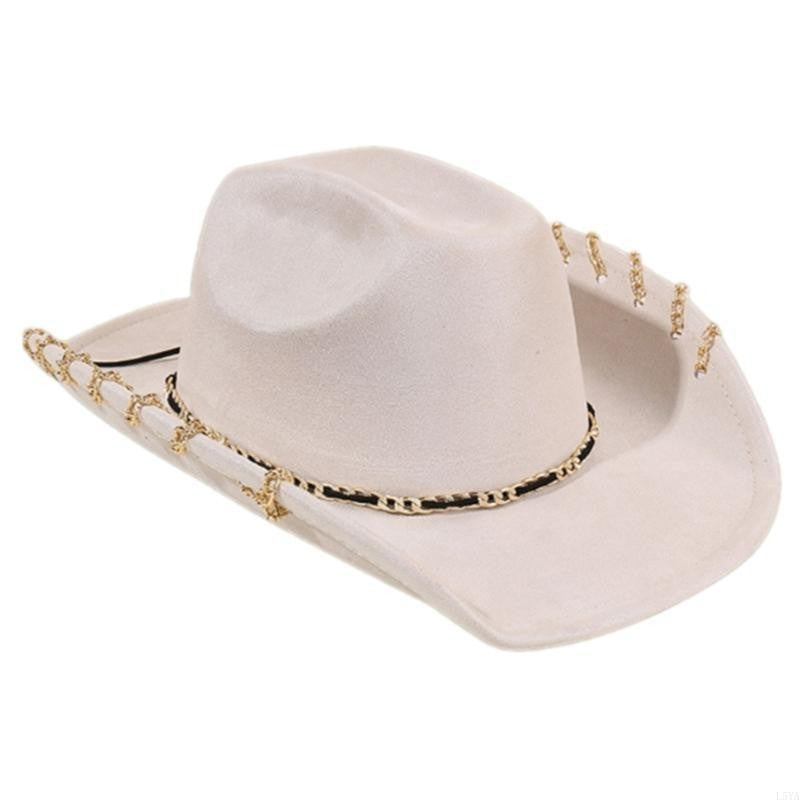 L5YA Elegant Homburg Hat for Men Women Unisex Wear Vintage Top Hat Cowboy Costume