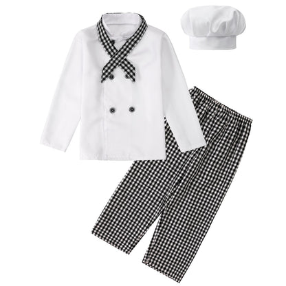 Kids Boys Chef Costume Girls Cooking Baking Clothes Children Halloween Chef Costume Set Cook Uniform Carnival Party Fancy Dress
