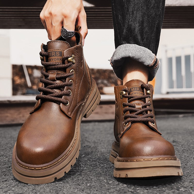 Luxury Brand Men's Lace-Up Shoes Winter Classic Mens High Top Boots Man Korean Version Casual Shoes Male Leather Fashion Boots
