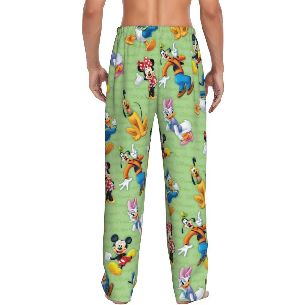 Custom Print Mickey Mouse Donald Duck Pajama Pants Men Sleep Sleepwear Bottoms with Pockets