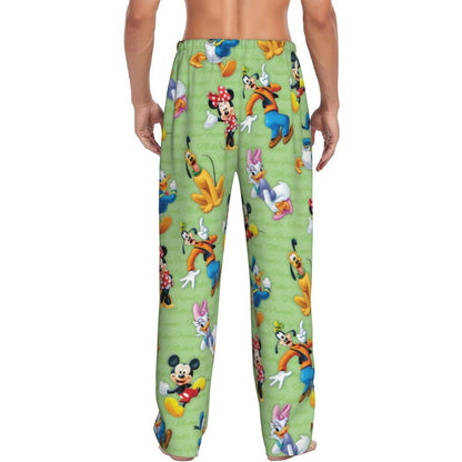 Custom Print Mickey Mouse Donald Duck Pajama Pants Men Sleep Sleepwear Bottoms with Pockets