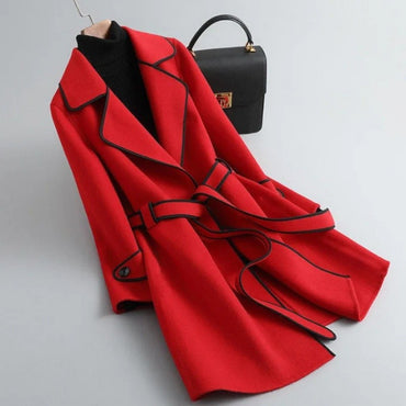 Double-Sided Woolen Coat Winter New Style Korean Version Cashmere Women's Mid-Length Fashionable Woolen Jacket Outerwear