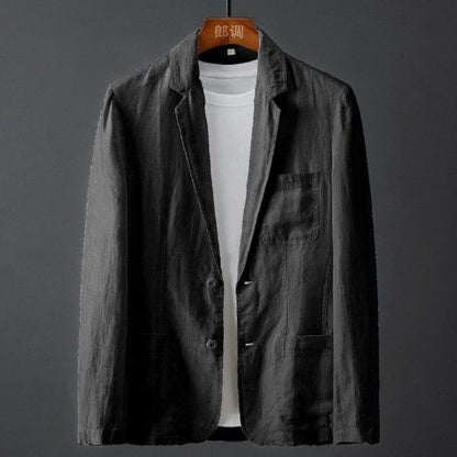 White Cotton Linen Suit Coat Men's Spring Summer Pure Color Slim Casual Business Thin Mens Blazer Jacket Comfortable Breathable