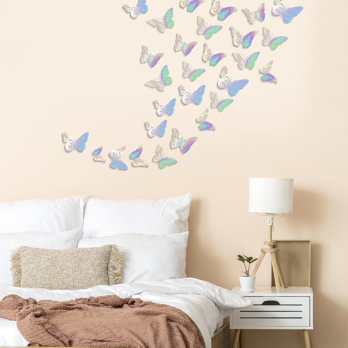 48 Pcs Silver Butterfly Decorations Butterfly Wall Decor 3D Butterfly Party Decorations Butterflies for Bouquet Cake Decorating