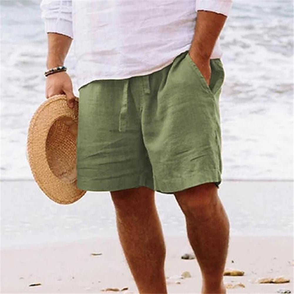2024 New Men'S Cotton Linen Shorts Pants Male Summer Breathable Solid Color Linen Short Trousers Fitness Streetwear M-4xl