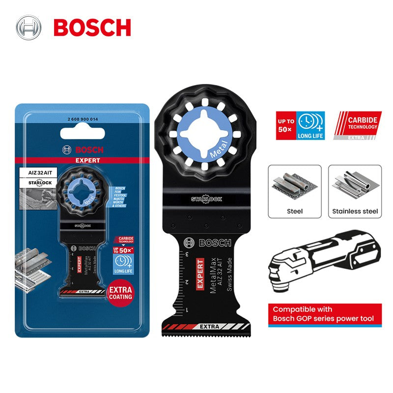 Bosch Starlock Expert Metal Max AIZ 32 AIT Tecnologia de Carboneto Vida útil até 50x maior com Revestimento Extra Lâmina para Cortar Metal Acessório