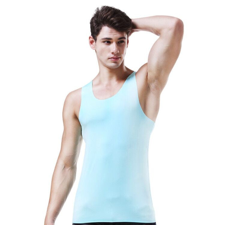 Men's vest Ice Silk seamless fitness summer slim-fit breathable underwear Youth sports hurdle sleeveless undershirt