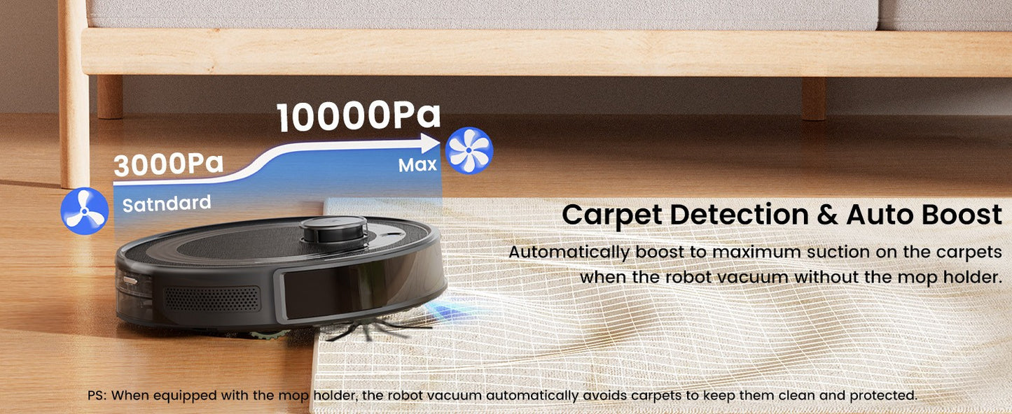 Aspirador Robô Lefant M2S com Mapeamento, Sucção de 10000Pa, Estação de Pó Automática, Navegação a Laser, Tecnologia de Prevenção PSD