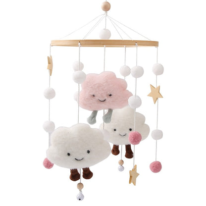 Baby Wooden Bed Bell Cartoon Rabbit Mobile Hanging Rattles Toy Hanger Crib Mobile Bed Bell Wood Toy Holder Arm Bracket Kid Gifts