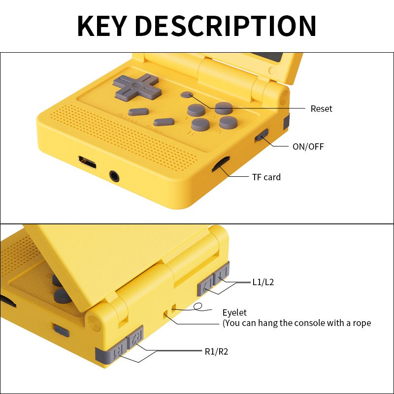 V90 3.0-inch IPS Screen Retro Portable Flip Handheld Control Game Console  55G Open Source Linux  Gifts