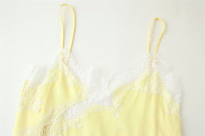 New Lace Mini Spaghetti Strap Dress For Women Irregular Backless Slit Sexy Evening Party Dress Female High Waist Bottom Dresses