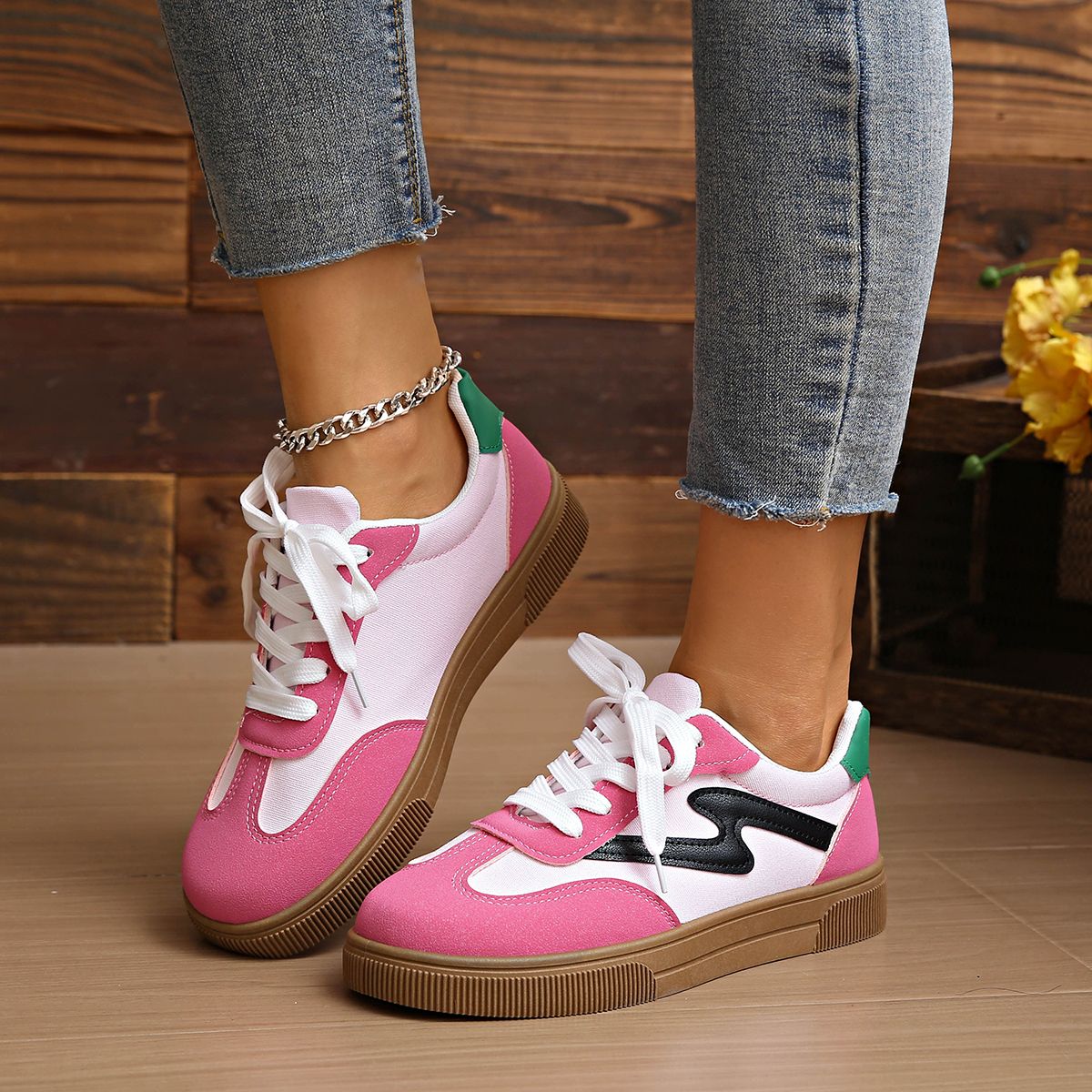 Women Tennis Sneakers Flats Ladies Fashion Mixed Colors Lace-up Vulcanized Shoes Spring Autumn Woman Outdoor Trainers Footwear
