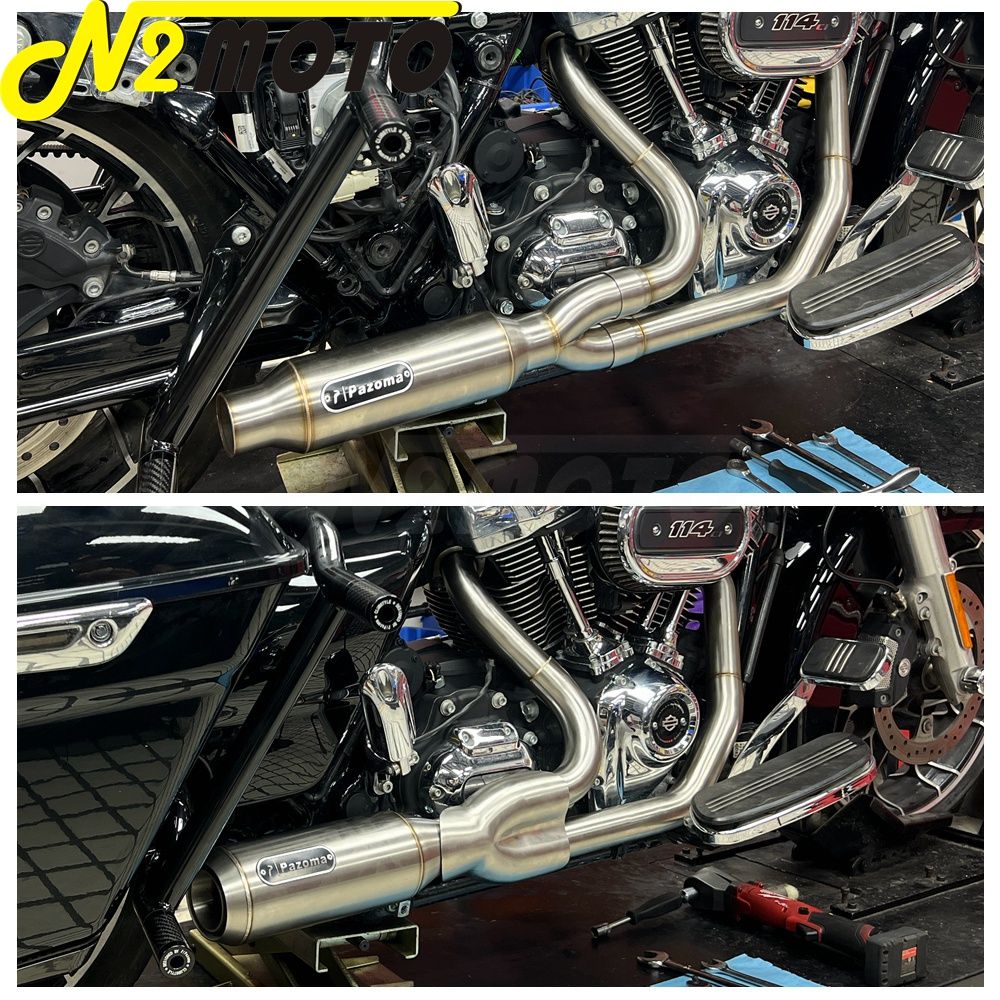 Motorcycle 2-into-1 Exhaust Muffler System For Harley Touring Electra Glide FLHTI FLHTK FLHTPI FLHTKL FLHTCUI FLHTKSE 2017-2025