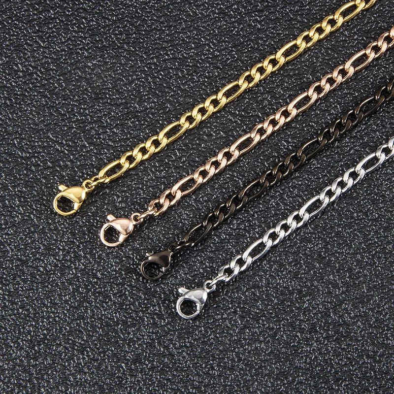 Colar Masculino Corrente Figaro Nova Moda Punk Cor Prata Aço Inoxidável Colar Longo Masculino Joias Hip Hop Presente