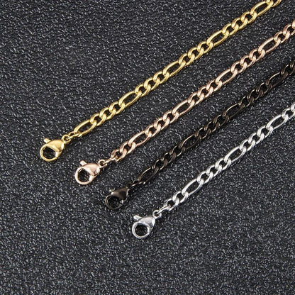 Colar Masculino Corrente Figaro Nova Moda Punk Cor Prata Aço Inoxidável Colar Longo Masculino Joias Hip Hop Presente