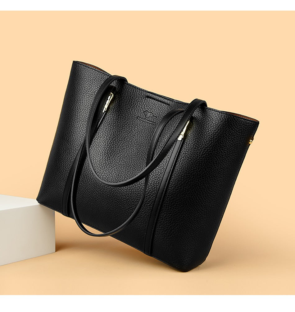 New autumn Single Shoulder Large Capacity Messenger Droadband Female Solid Color Handbag Luxury Ladies Bucket PU Shoulder Bag