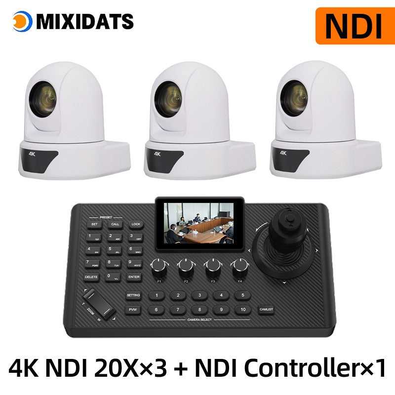 4K NDI  PTZ Camera 1-10pcs 20X Zoom Video Conference Camera for Church Business Meeting Optional 1 controller keyboard kit